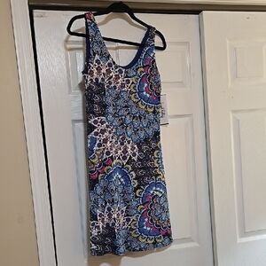 Joseph Ribkoff Colorful Patterned Sleeveless Dress with Sparkle Size 6